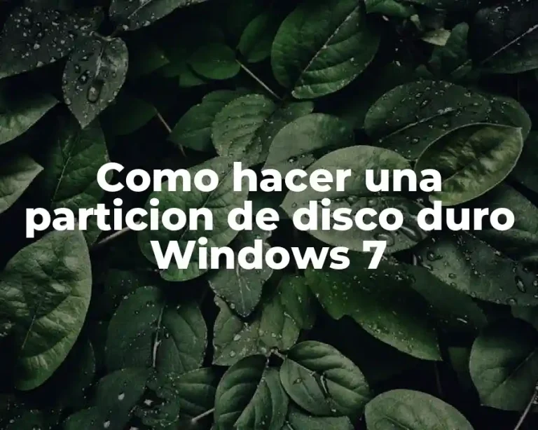 Como hacer una particion de disco duro Windows 7