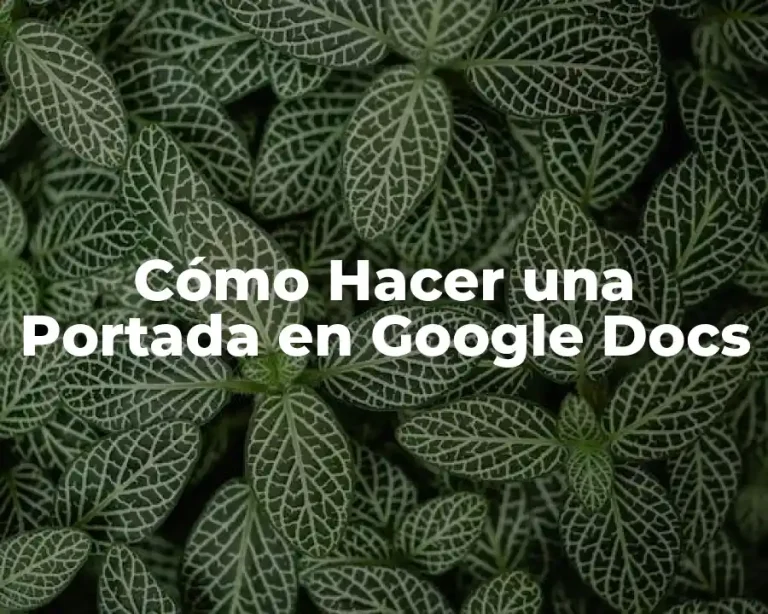 Cómo Hacer una Portada en Google Docs