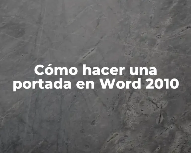 Cómo hacer una portada en Word 2010