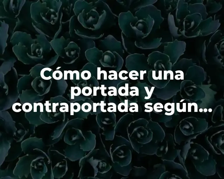 Cómo hacer una portada y contraportada según normas ICONTech