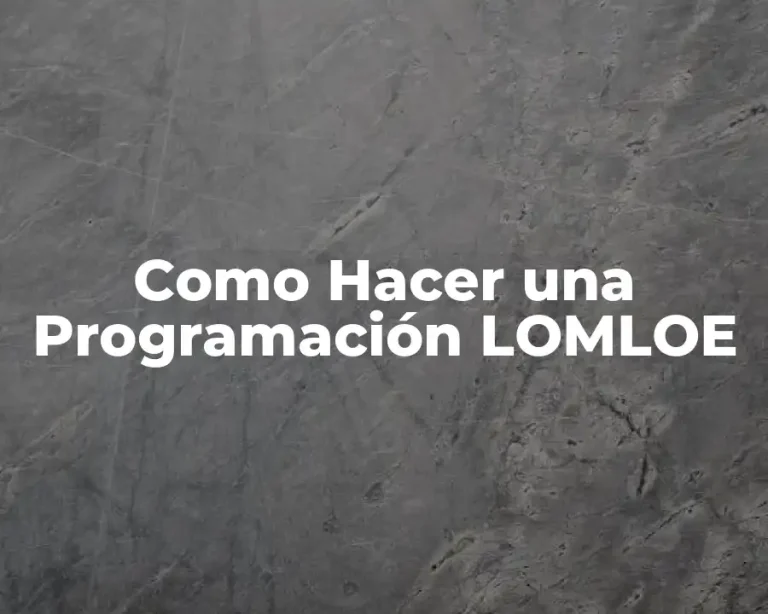Como Hacer una Programación LOMLOE