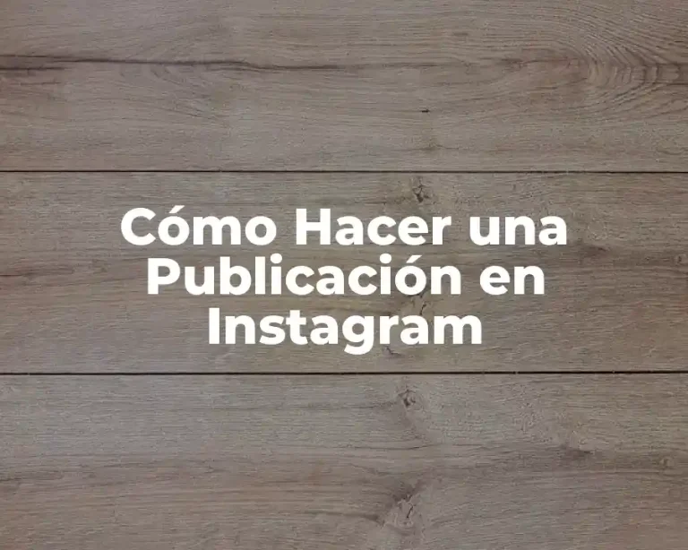 Cómo Hacer una Publicación en Instagram