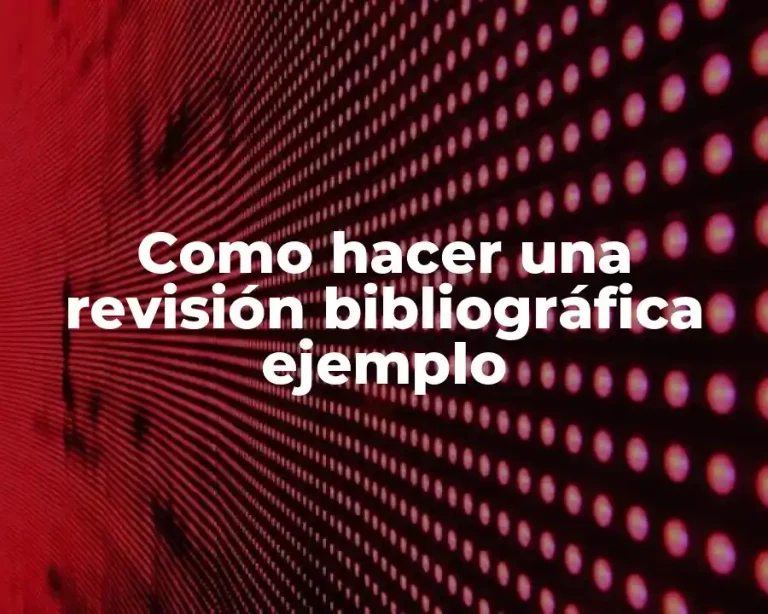 Como hacer una revisión bibliográfica ejemplo