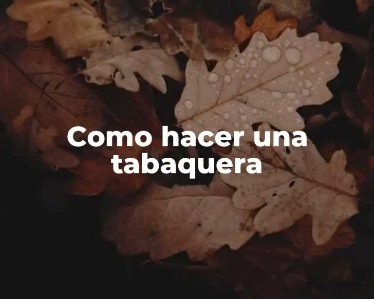 Como hacer una tabaquera