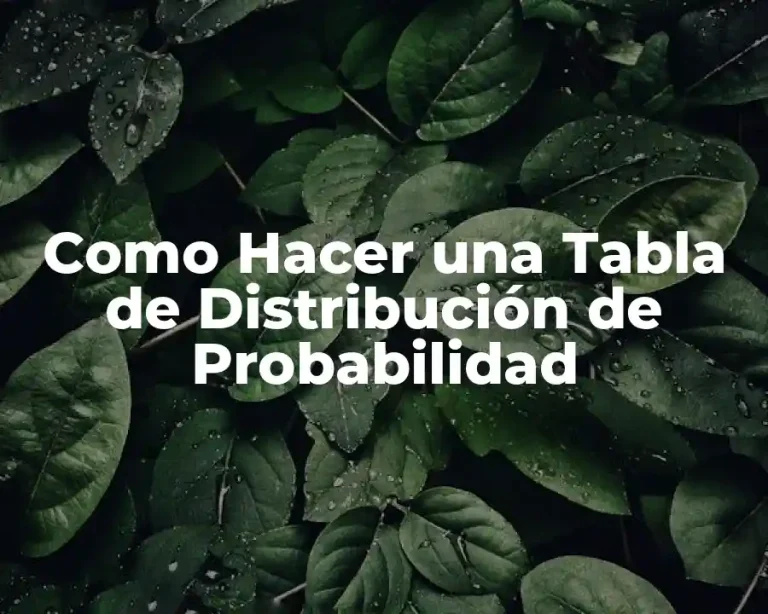 Como Hacer una Tabla de Distribución de Probabilidad
