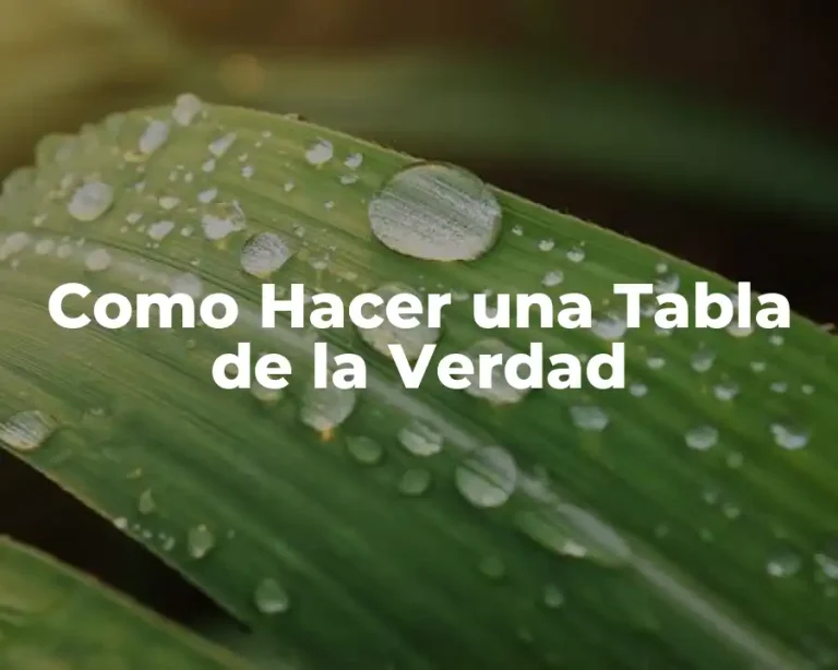 Como Hacer una Tabla de la Verdad