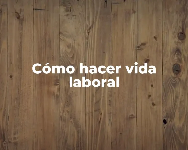 Cómo hacer vida laboral