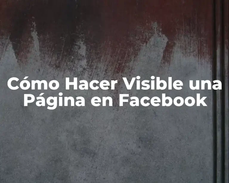 Cómo Hacer Visible una Página en Facebook