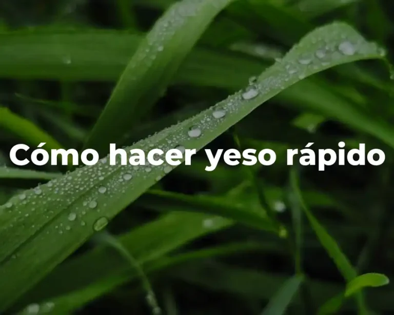 Cómo hacer yeso rápido