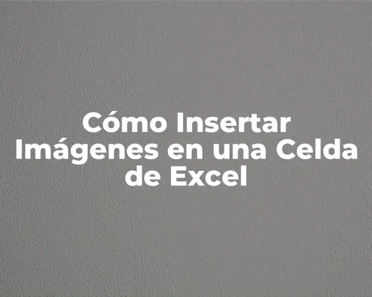 Cómo Insertar Imágenes en una Celda de Excel