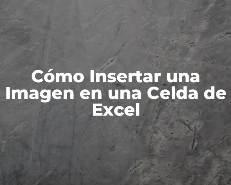 Cómo Insertar una Imagen en una Celda de Excel