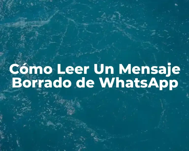 Cómo Leer Un Mensaje Borrado de WhatsApp