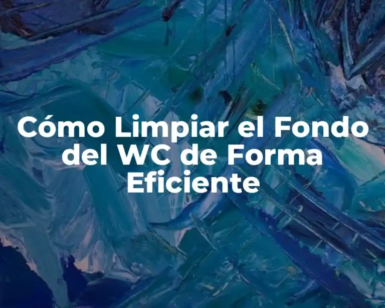 Cómo Limpiar el Fondo del WC de Forma Eficiente