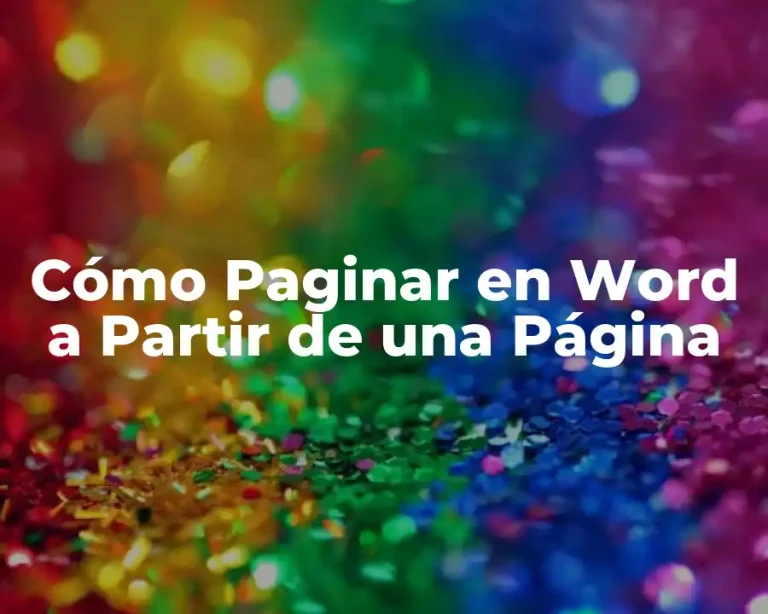 Cómo Paginar en Word a Partir de una Página