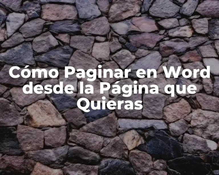 Cómo Paginar en Word desde la Página que Quieras