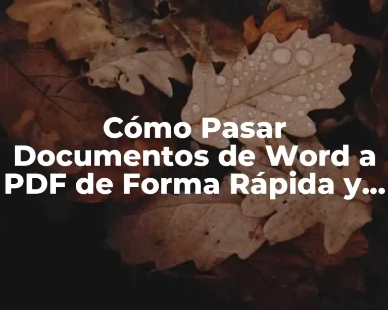 Cómo Pasar Documentos de Word a PDF de Forma Rápida y Fácil
