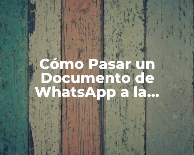 Cómo Pasar un Documento de WhatsApp a la Computadora