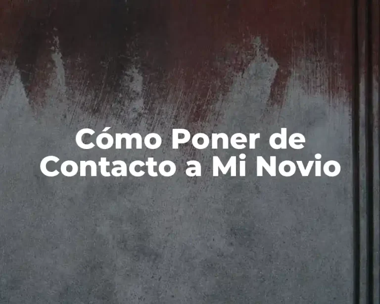 Cómo Poner de Contacto a Mi Novio