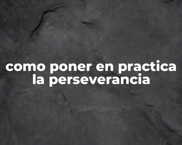 como poner en practica la perseverancia
