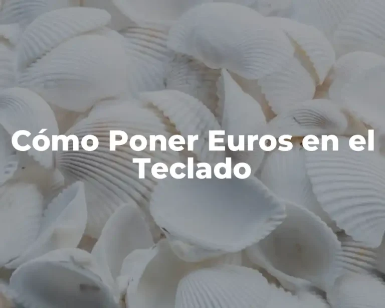 Cómo Poner Euros en el Teclado