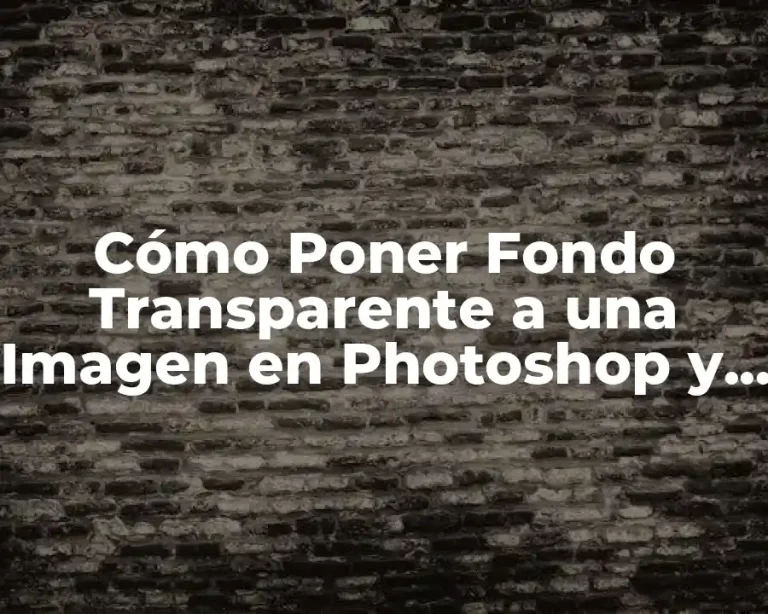 Cómo Poner Fondo Transparente a una Imagen en Photoshop y Otros Programas