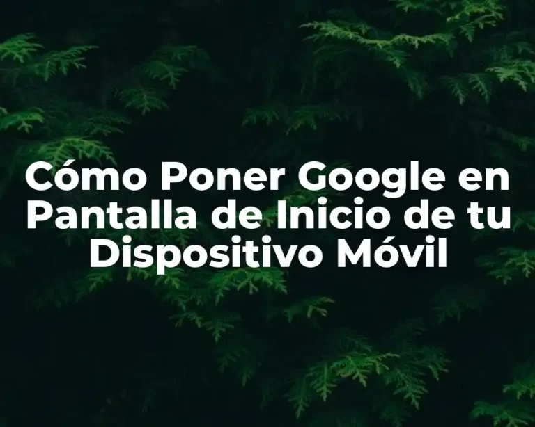 Cómo Poner Google en Pantalla de Inicio de tu Dispositivo Móvil