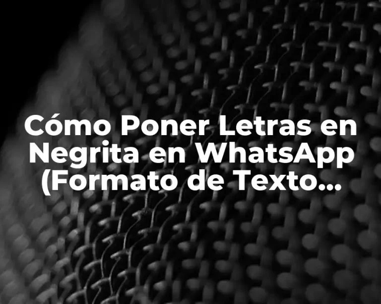 Cómo Poner Letras en Negrita en WhatsApp (Formato de Texto Avanzado)