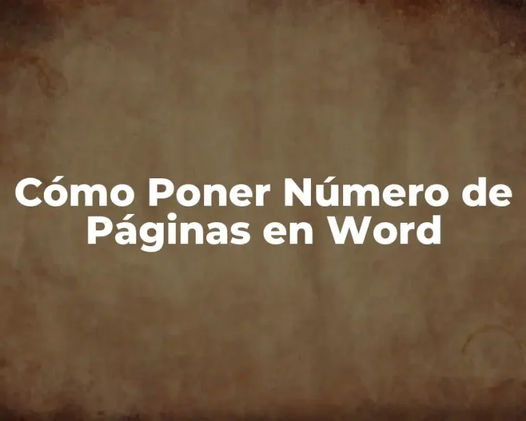Cómo Poner Número de Páginas en Word