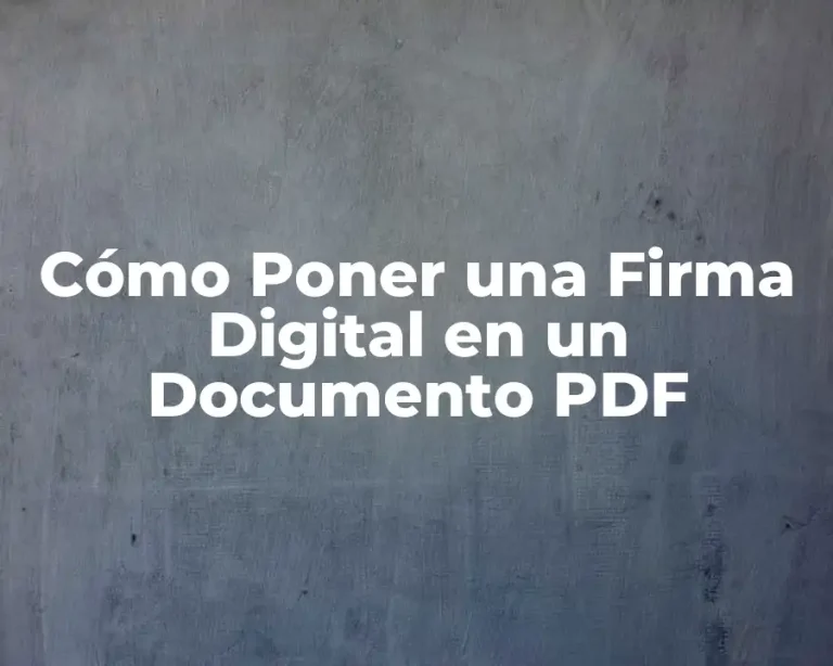 Cómo Poner una Firma Digital en un Documento PDF