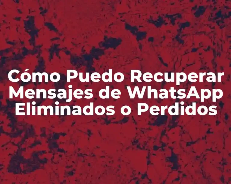 Cómo Puedo Recuperar Mensajes de WhatsApp Eliminados o Perdidos