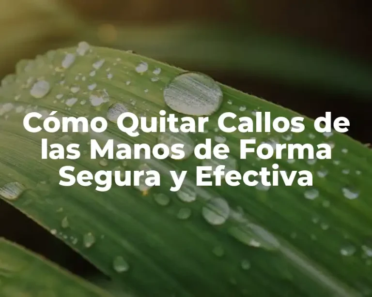 Cómo Quitar Callos de las Manos de Forma Segura y Efectiva