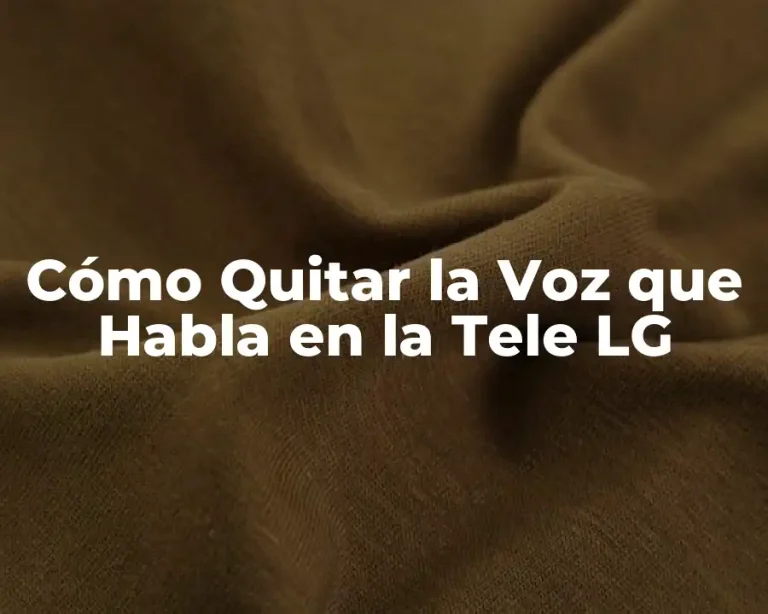 Cómo Quitar la Voz que Habla en la Tele LG