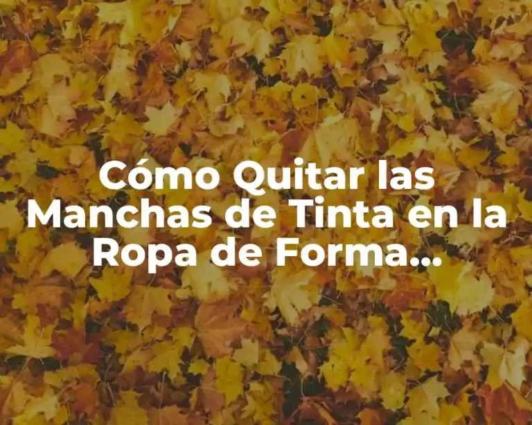 Cómo Quitar las Manchas de Tinta en la Ropa de Forma Eficiente