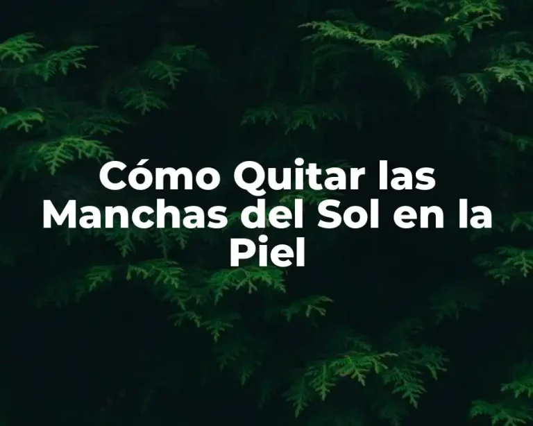 Cómo Quitar las Manchas del Sol en la Piel