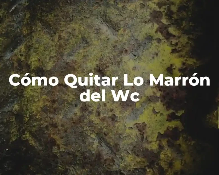 Cómo Quitar Lo Marrón del Wc