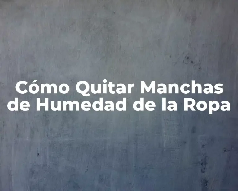 Cómo Quitar Manchas de Humedad de la Ropa