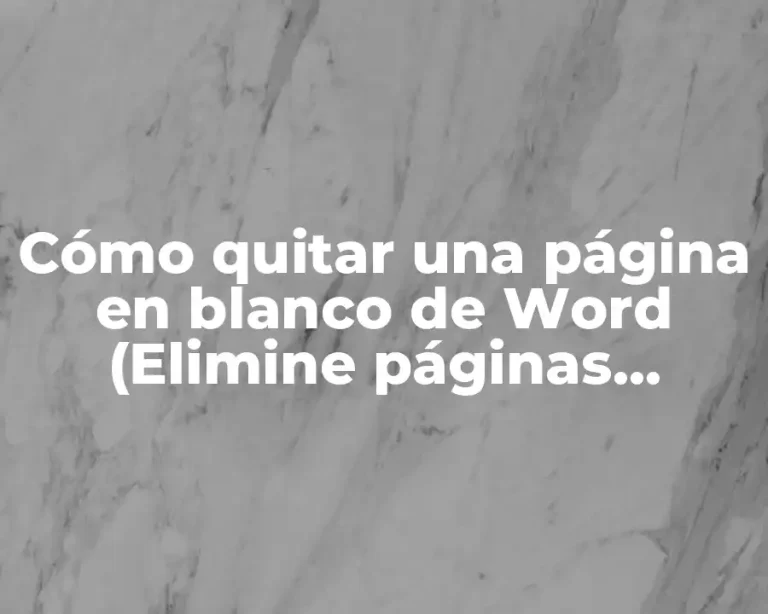 Cómo quitar una página en blanco de Word (Elimine páginas innecesarias de su documento)