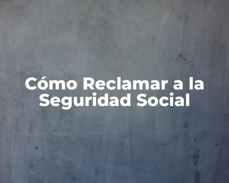 Cómo Reclamar a la Seguridad Social