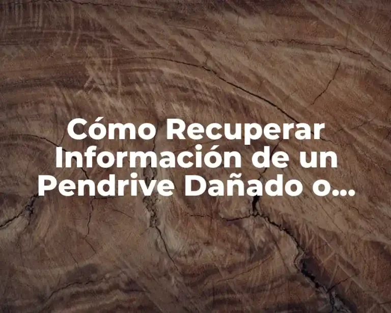 Cómo Recuperar Información de un Pendrive Dañado o Formateado
