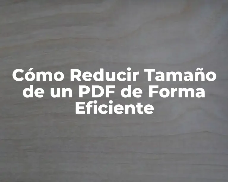 Cómo Reducir Tamaño de un PDF de Forma Eficiente