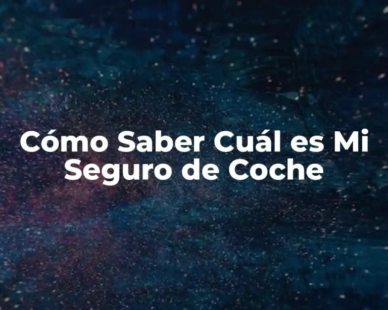 Cómo Saber Cuál es Mi Seguro de Coche