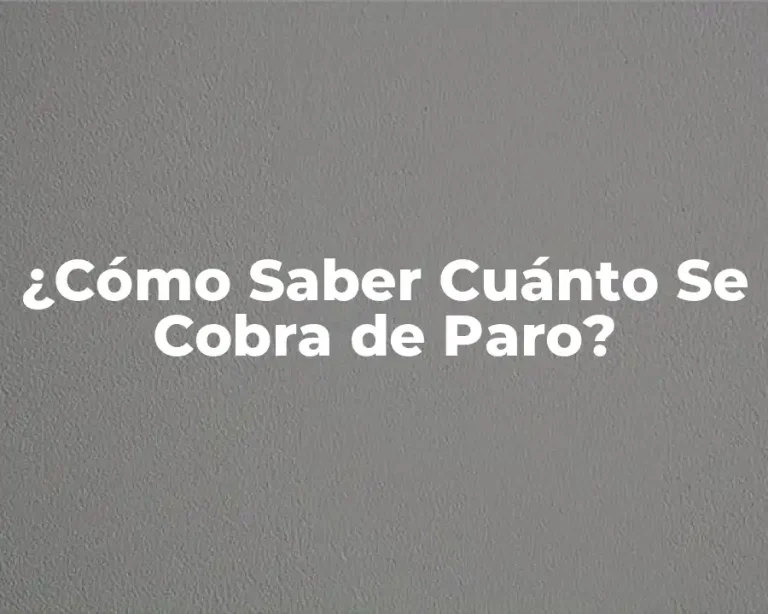 ¿Cómo Saber Cuánto Se Cobra de Paro?