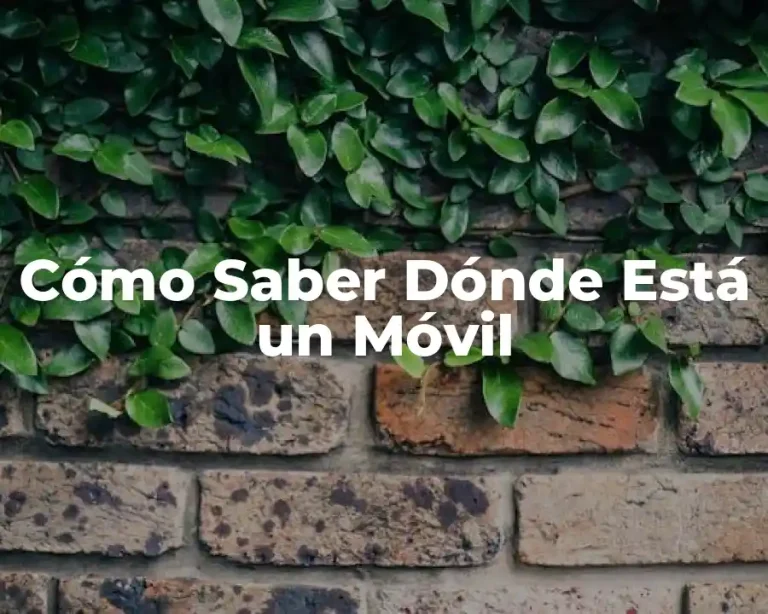 Cómo Saber Dónde Está un Móvil