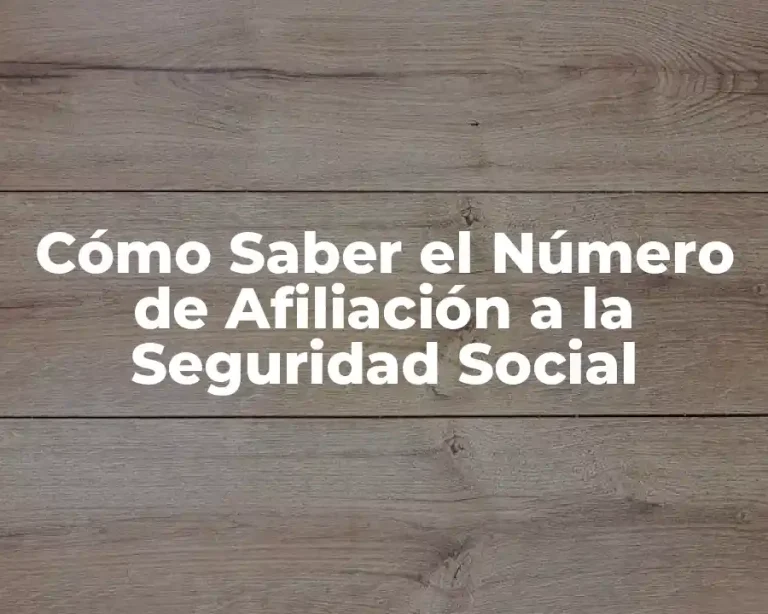 Cómo Saber el Número de Afiliación a la Seguridad Social