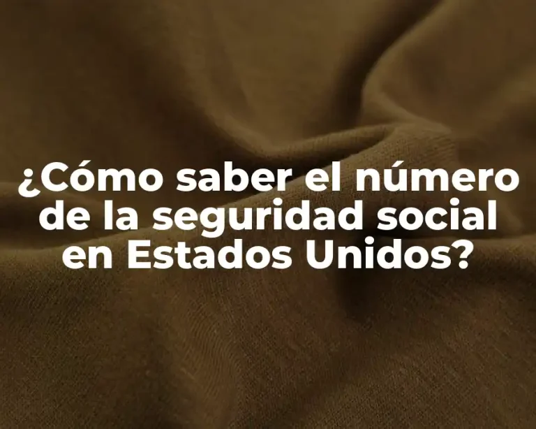 ¿Cómo saber el número de la seguridad social en Estados Unidos?