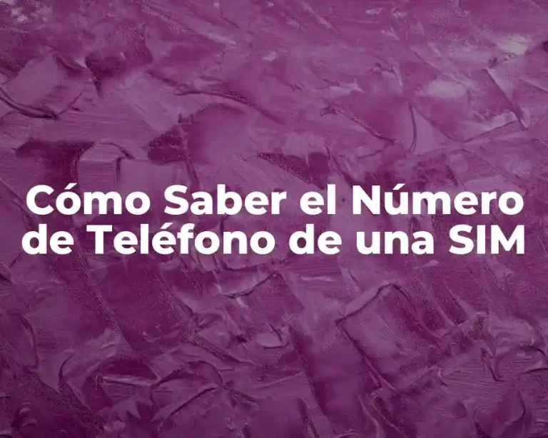 Cómo Saber el Número de Teléfono de una SIM
