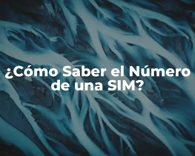 ¿Cómo Saber el Número de una SIM?