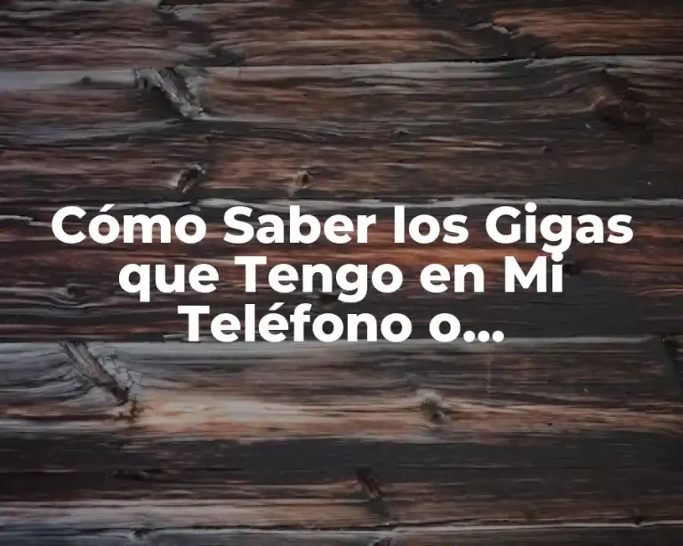 Cómo Saber los Gigas que Tengo en Mi Teléfono o Computadora