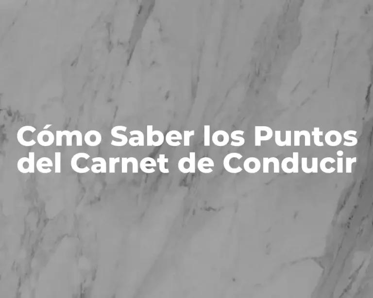 Cómo Saber los Puntos del Carnet de Conducir