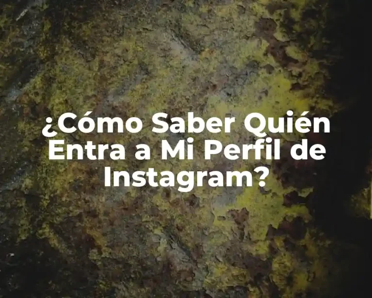 ¿Cómo Saber Quién Entra a Mi Perfil de Instagram?
